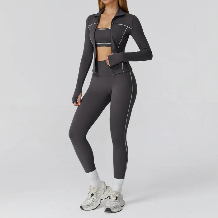 Slim-fit yoga fitness wear casual running sports three-piece suit