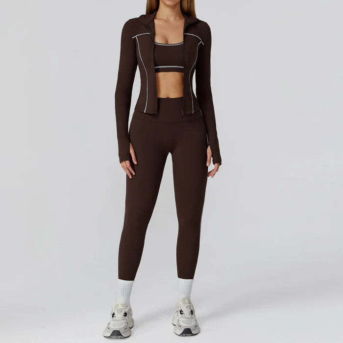 Slim-fit yoga fitness wear casual running sports three-piece suit