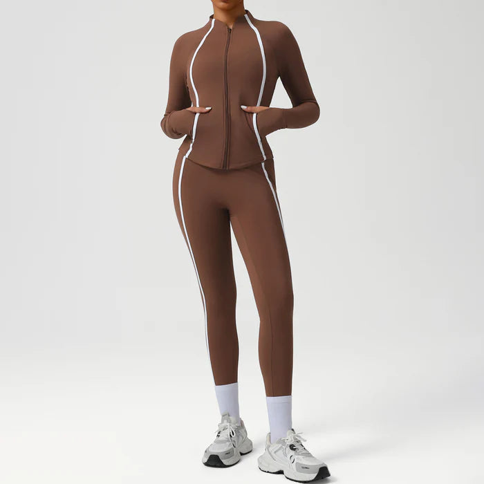 Hip-lifting leggings and outdoor jacket set