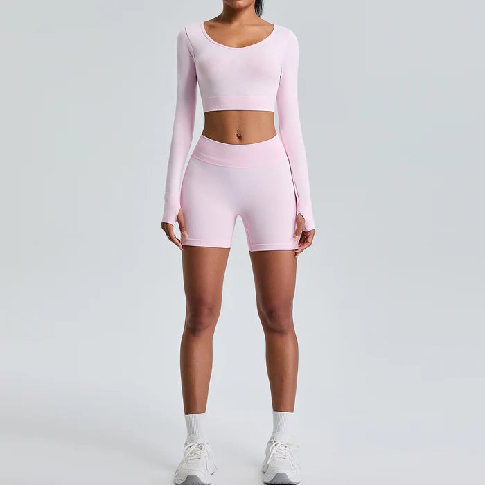 Long Sleeve Seamless Shorts Set
