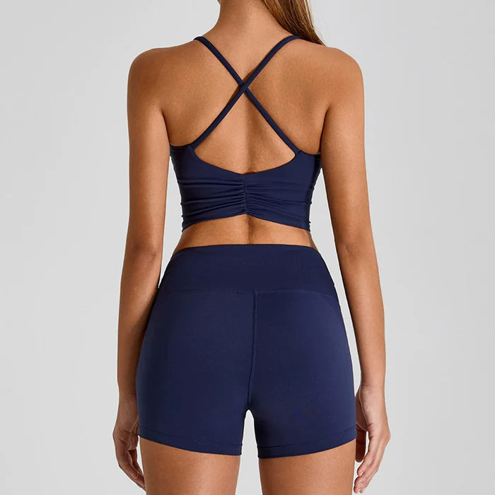 Cross Back Sports Bra with shorts set