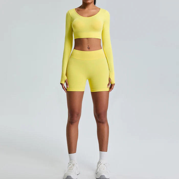 Long Sleeve Seamless Shorts Set