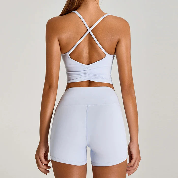 Cross Back Sports Bra with shorts set